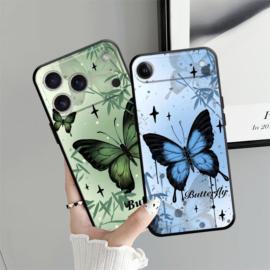 Creative Cartoon Butterfly Funda Phone Cover Case for Apple iPhone 17 Pro Max 15 Pro 7 8 14 11 13 16 12 Air XR XS MAX