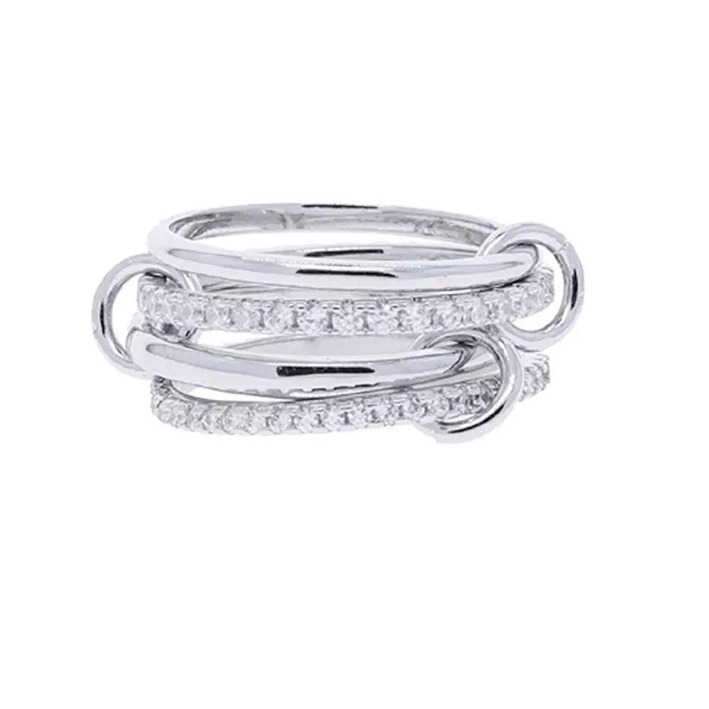 Interlocking Zircon Diamond Ring - Two-Tone Trendy Personalized Design