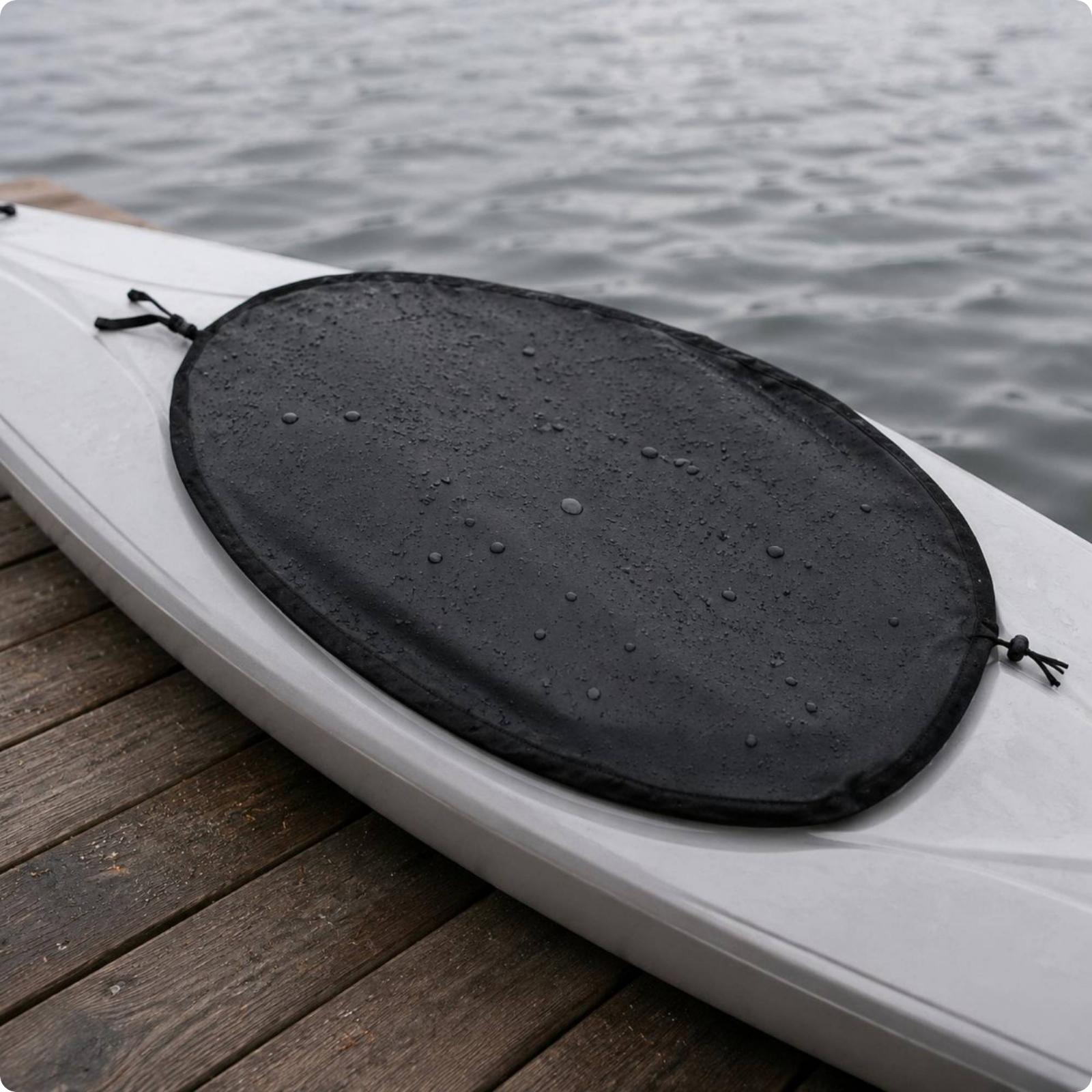 Kayak Cockpit Cover Silver-Coated Oval Cockpit Cover Water Sports Gear Long-Lasting UV50+ S - Black