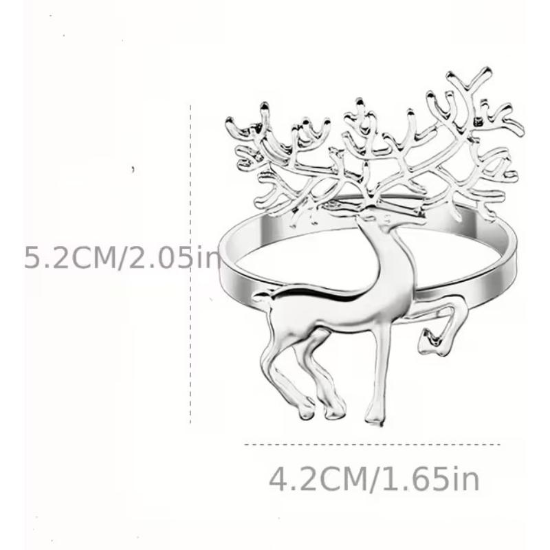 6/12/24PCS Christmas Napkin Rings Gold Elk Decorative Napkin Holders Holiday Dinner Table Accessories Xmas Party Decors Gifts