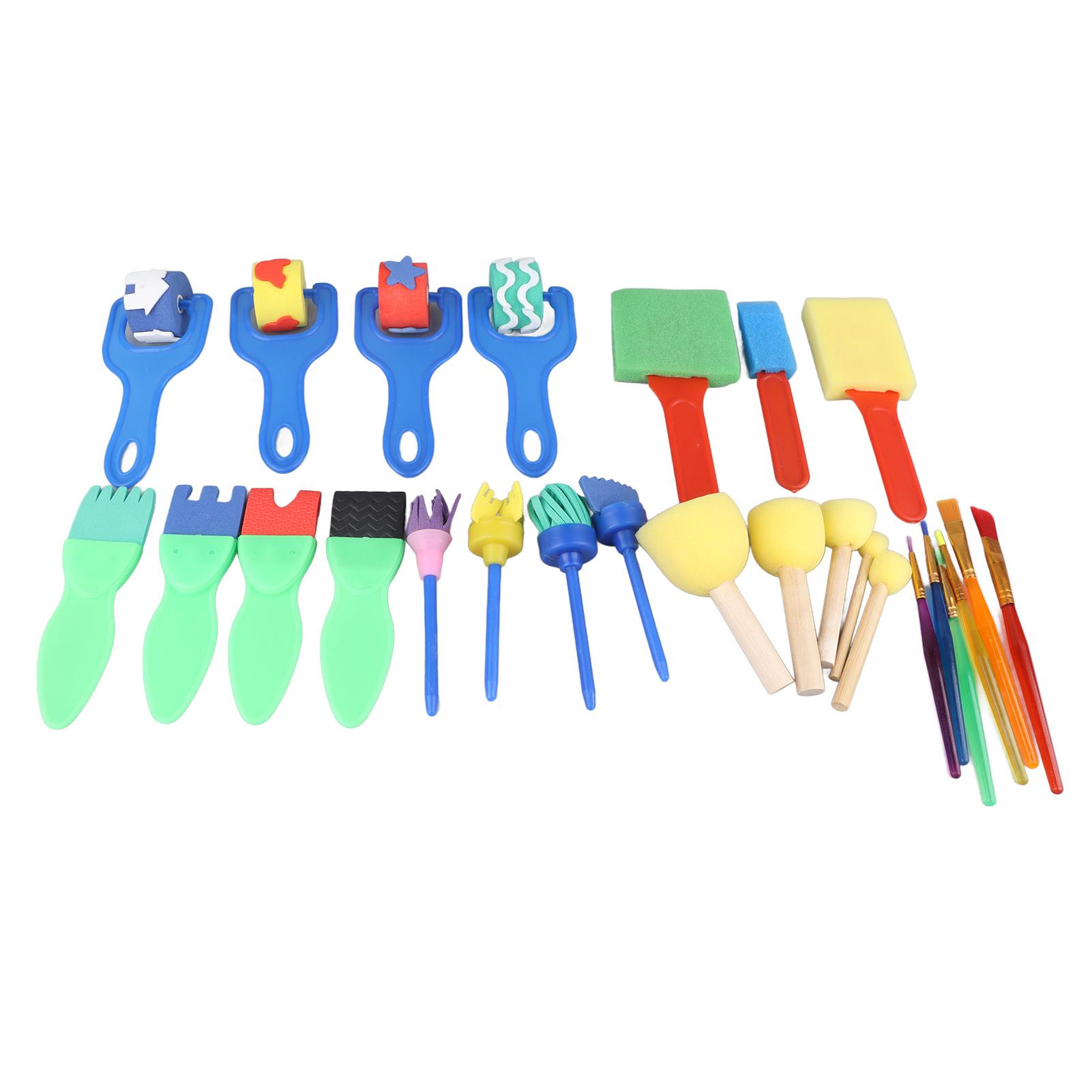 

26pcs Kids Paint Sponges Early Learning Washable Reusable Paint Brushes Sponge Stamps for Kids Adults