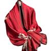 Red Big Flower Luxury Scarf Women's Goods New Silk Scarf Long Large Size Travel Shawl Sun Protection