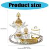 3XUF Arabic Glass Incenses Burners Kits With Mirrored Tray And Tongs Storage Jar Set For Spiritual Practices Ramadans Decors