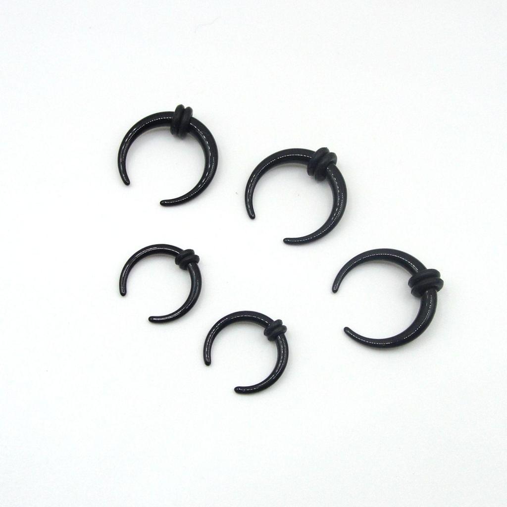18-Piece Acrylic Bull Horn C-Shaped Ear Expander Set - Black, White, Transparent Colors