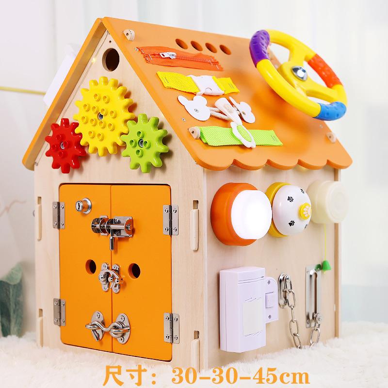 Montessori Baby Busy House Treasure Box Diy Accessories Unlocking Dressing Playing Piano Children'S Early Education Toys Busy House
