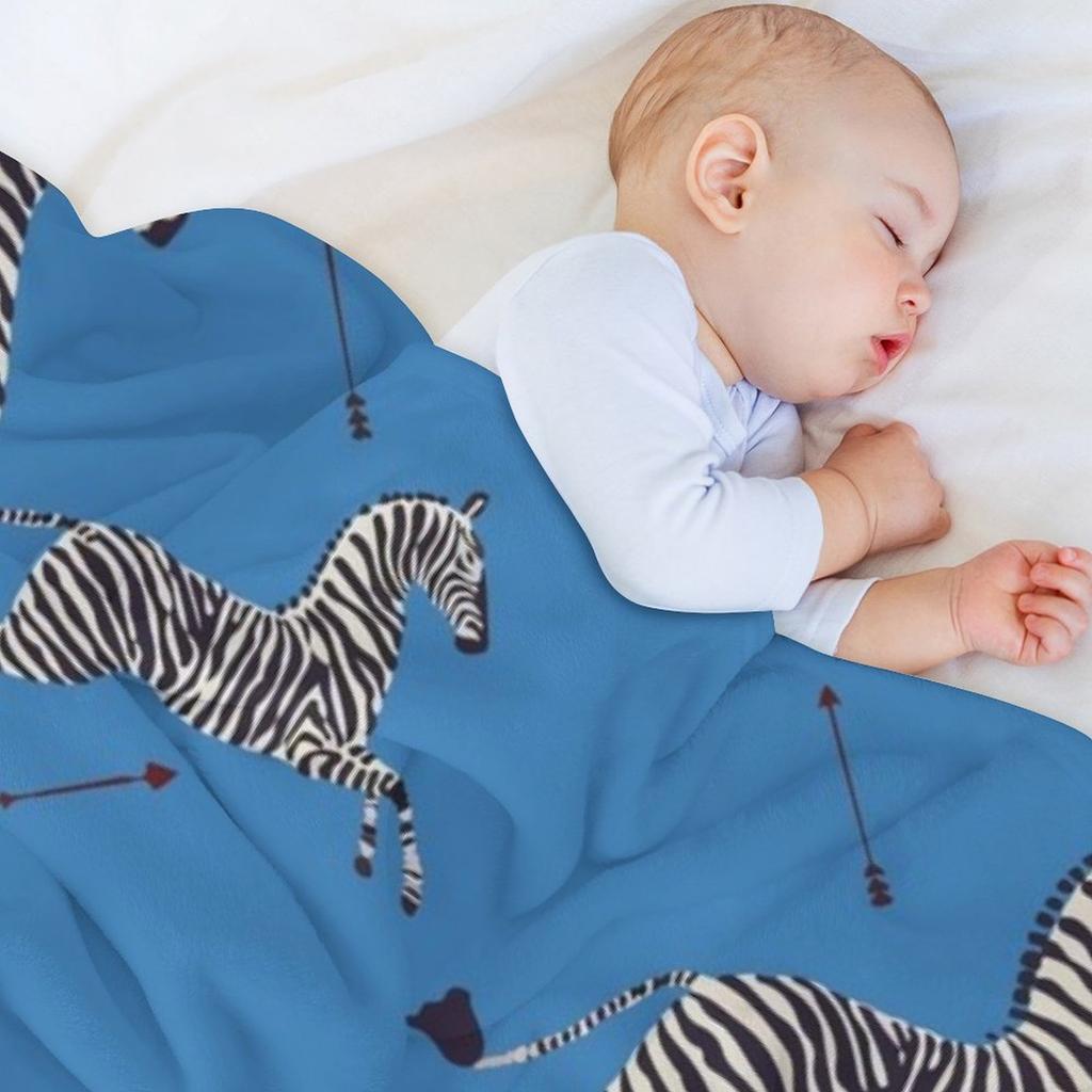 Scalamandr?? Zebra (blue) / The Royal Tenenbaums Throw Blanket Bed linens Custom Stuffeds Sofas Blankets