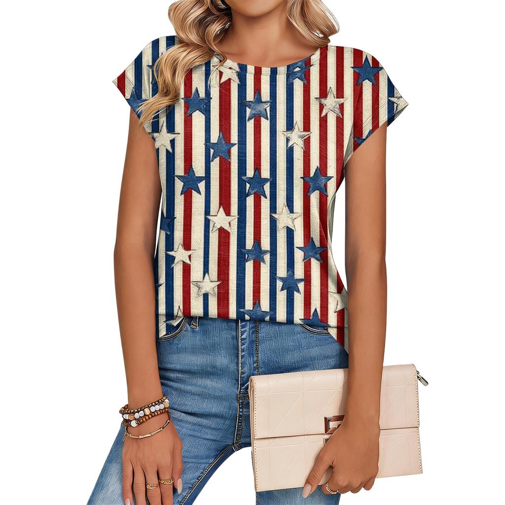 Women's Loose-Fit Fashionable Casual Retro Print T-Shirt