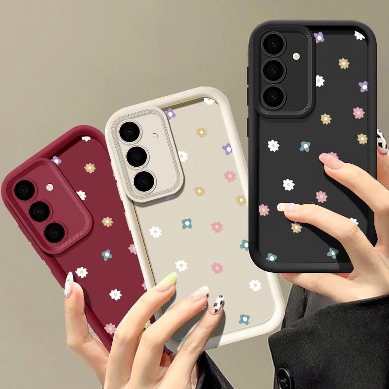 

Мягкий чехол Candy Color для Samsung S24 S23 S22 S21 Ultra Plus S20 Fe A55 A54 A53 A52 A35 A15 5g Flower Print Противоударный защитный силиконовый чехол для объектива Samsung S24 чёрный