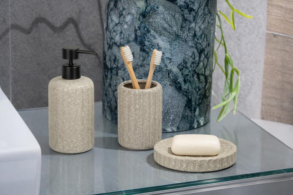 Toilet Brush with Holder Ceramic Brown Black PERU
