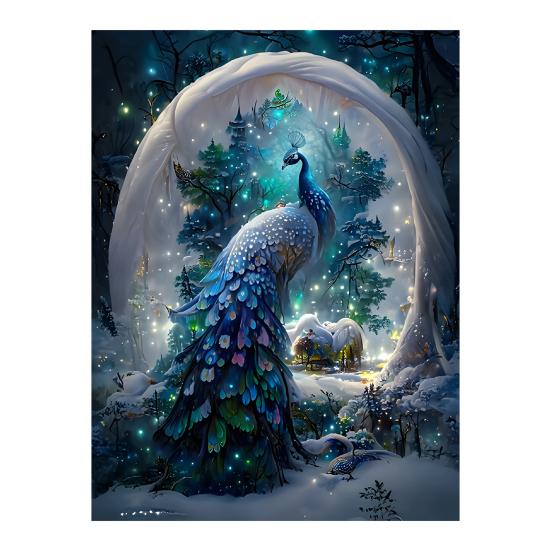 DIY Diamond Art Kit Peacock Pattern Vibrant Color Reduce Stress Boost Confidence Square Round Mosaic Kit Home Decor