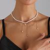 Light luxury retro baroque imitation pearl necklace ins less style necklace holiday gift