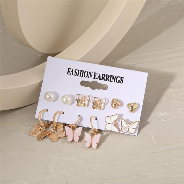 17KM Trendy Exquisite Pearl Metal Earrings Set for Women Geometric Circle Dangle Drop Earrings Acrylic Set of Earrings Jewelry