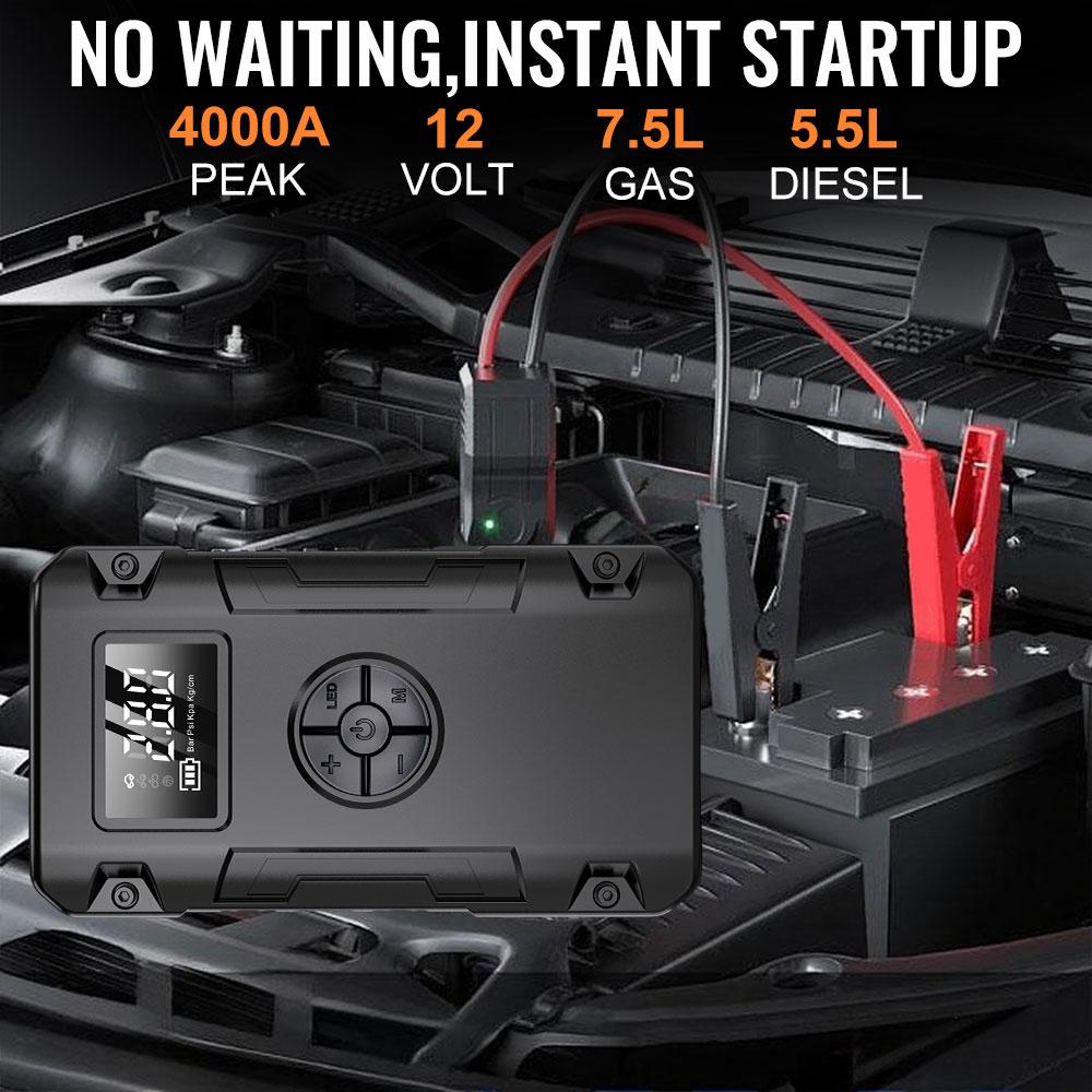 Car Jump Starter Car Battery Starter Air Pump Car Accessories Outdoor Activity Emergency Charger Power Bank Auto Starting Device Emergency Start
