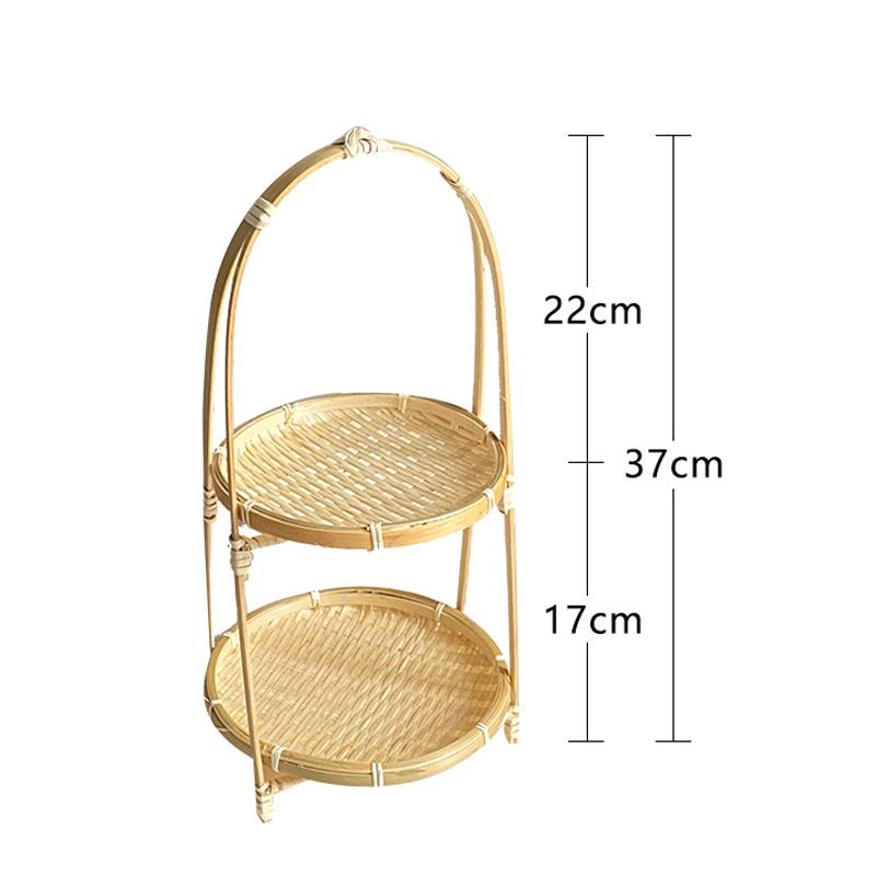 Multi-Function Bamboo Woven Basket 1/2/3 Layers Fruit Vegetable Storage Basket Durable Handwoven Standing Tray For Kitchen