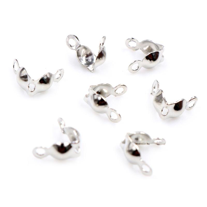 200pcs Connector Clasp Fitting 4*7mm Ball Chain Calotte End Crimps Beads Connector Components For DIY Jewelry Making Supplies
