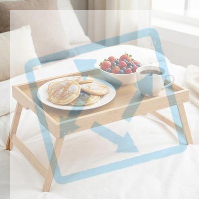 Bandeja de Servir Multifuncional Portátil de Bambú con Patas Plegables Bandeja para Desayuno en la Cama para Sofá Servir Comer Trabajar Leer