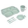 1 Set Practical Compartmentalized Rounded Edges Dinnerware Delicate Bowl Plate Cup Spoon Fork for School