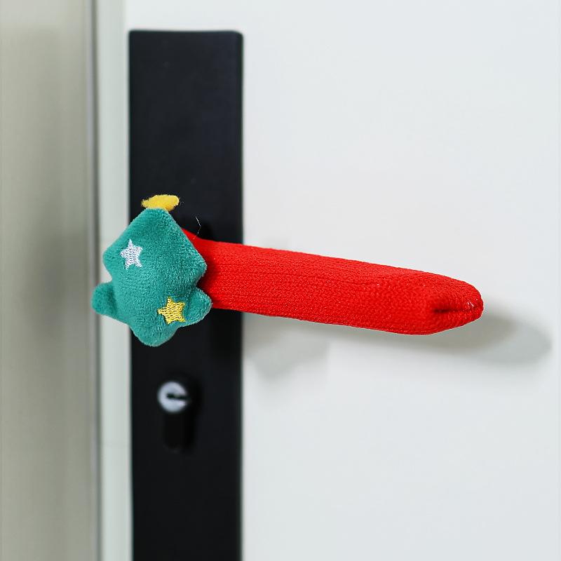 Christmas Door Handle Covers - Santa & Reindeer Plush Decor with Bells for Holiday Home Decor