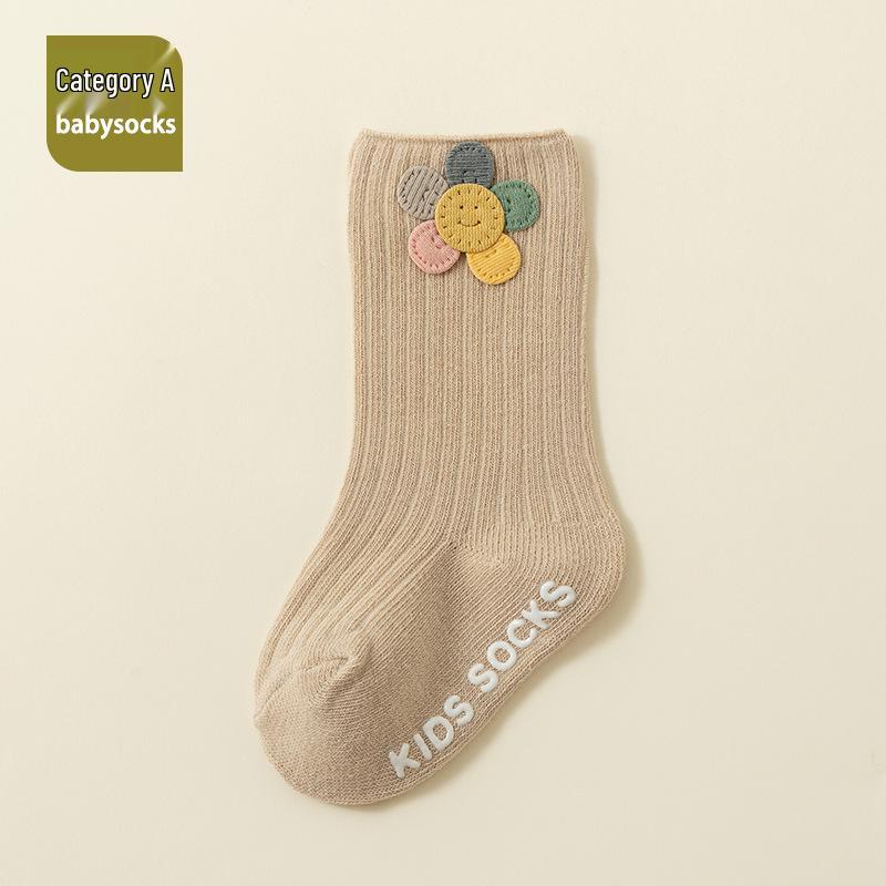 Non-slip Cartoon Toddler Walking Socks with Loose Cuff, Mid-Calf Length, Spring & Autumn