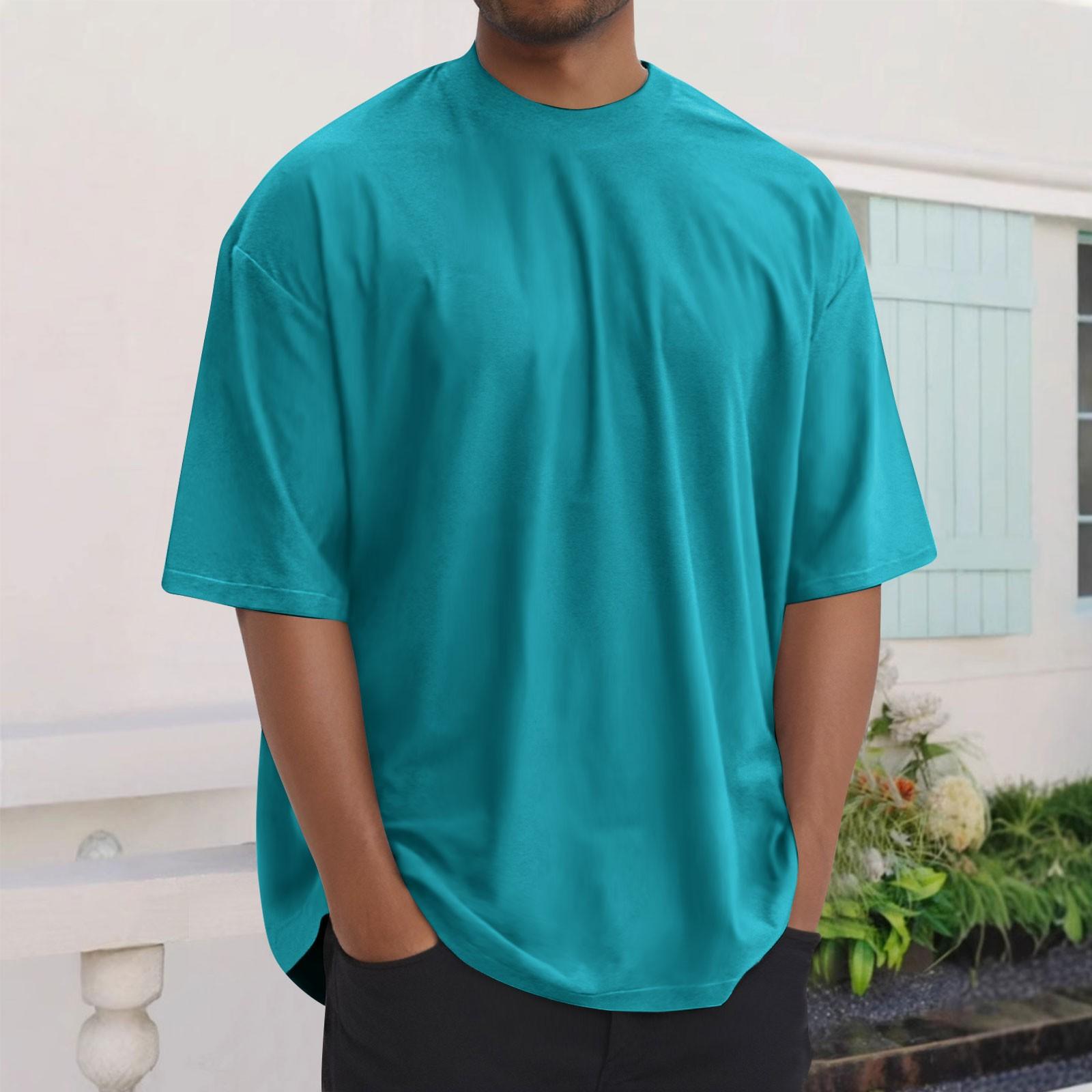 

Летняя мужская модная свободная однотонная футболка с круглым вырезом и короткими рукавами XXXXL