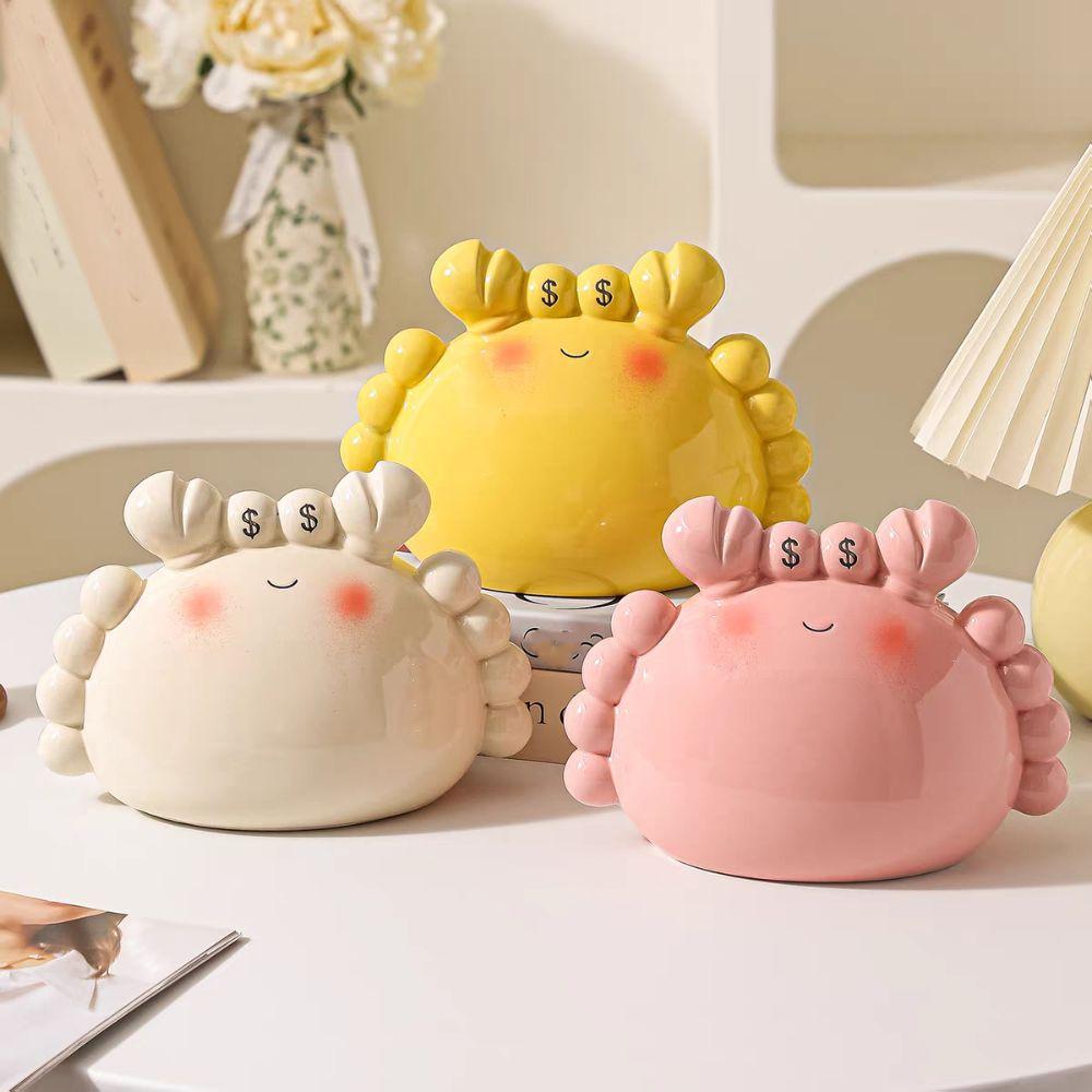 Animal Figurines Ceramics Cartoon Crab Money Box Large Capacity Funny Piggy Bank Kawaii Cute Style Saving Box Students Gifts