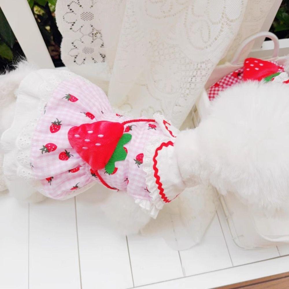 Plaid Puppy Apparel Adorable Strawberry Dress High Quality Dog Dress  Summer Wear