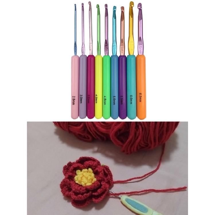 9Pcs Ergonomic Crochet Hook for Beginner Adult Crochet Weaving Crocheting ABS Handle Crochet Hook Needle 2.5mm-6.5mm