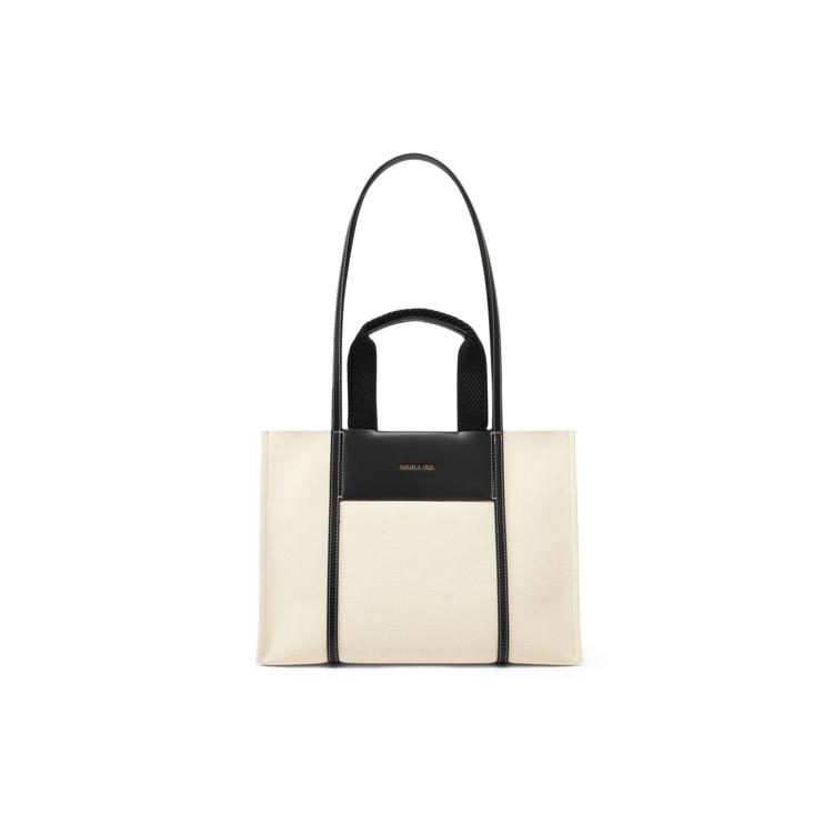 New CHARLES&KEITH Fabric Tote Bag, Shopping Bag, Shoulder Bag Large Women's Multicolor CK2-30781775