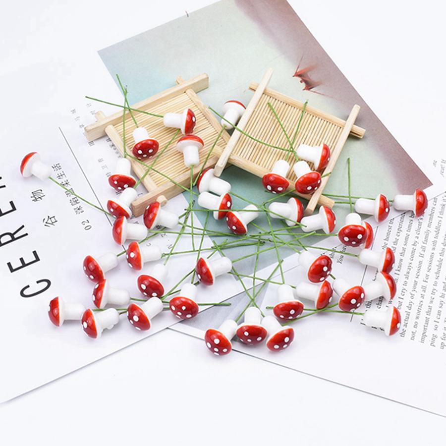 100Pcs Red Artificial Bubble Mushroom Home Decoration Christmas Garland Ornamental Flowerpot Candy Box Handmade Festival Wedding
