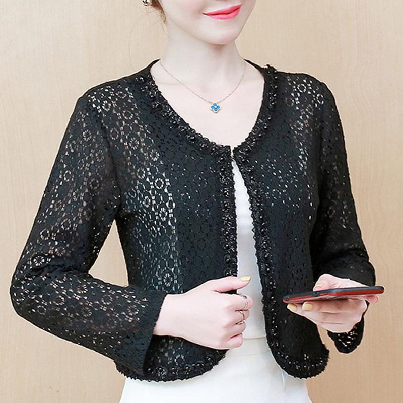 Moda nova 2023 manga longa cardigan preto branco frisado renda jaqueta curta casaco feminino j140