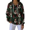 Women's Loose Comfortable Casual Fashion V-Neck Christmas Print Long Sleeve Hoodie
