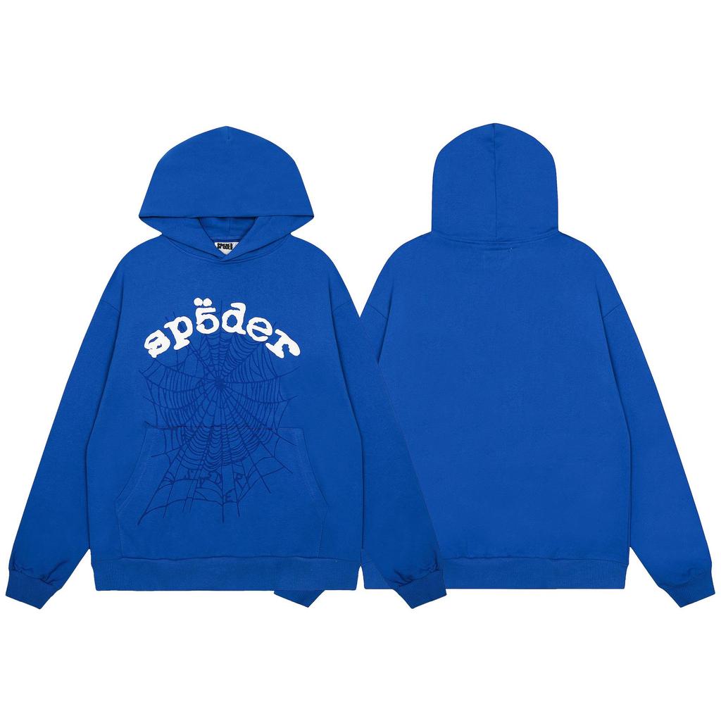 Spider Web Foam Letter Print Terry Cloth Hoodie for Men & Couples