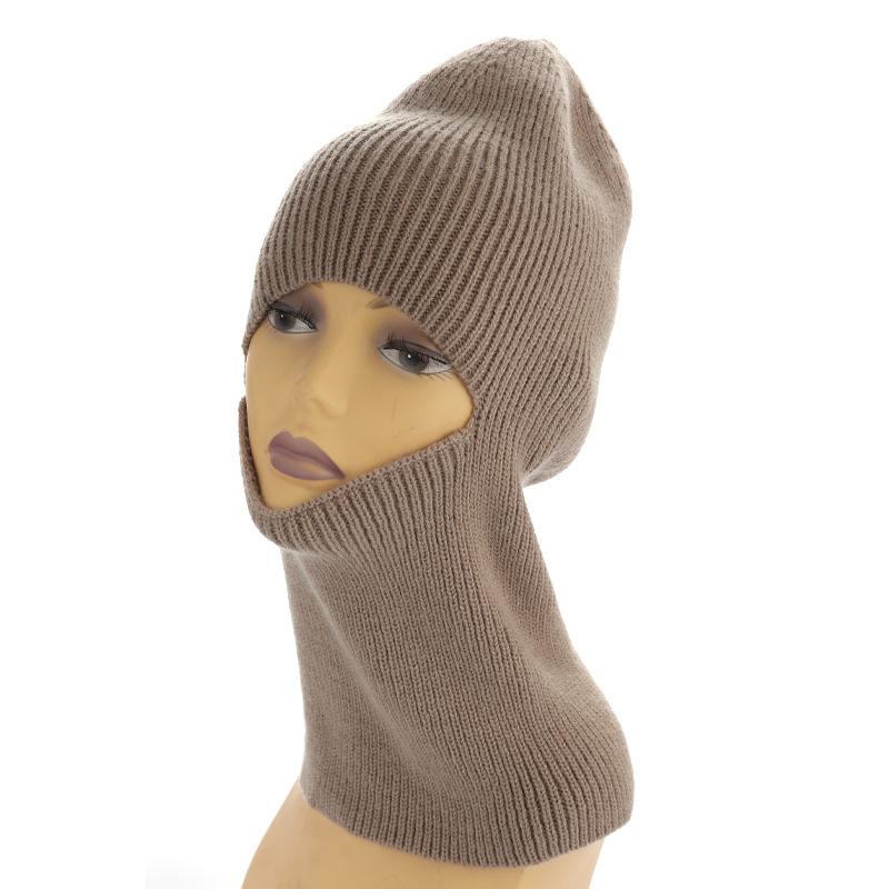 Ear Protector Knitted Pullover One Hole Windproof Mask Knitted Hat Winter Ski Wool Hat Women