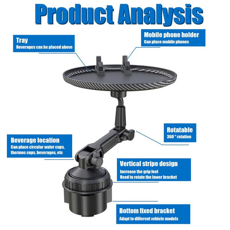 Cup Holder Tray For Car Cup Holder Extender With Phone Holder Drink Holder Expander Multifunctional Food Holder For Car Road