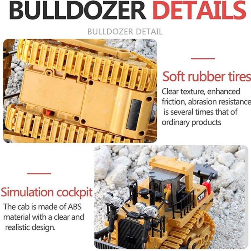 1:24 9CH Multifunctional RC Bulldozer Crawler Type Plastic Shovel Engineering Forklift Heavy Excavator Toy Gifts for Kids
