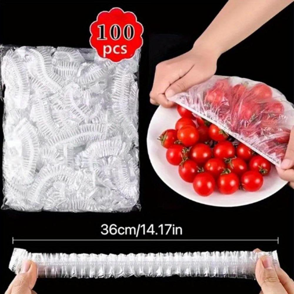 

1PC Vibrant Food Wrap Covers - High-Quality PE Film, Elastic Bowl Lid, Disposable & Secure, Keep Food Fresh & Delicious, Perfect Kitchen Essential прозорий