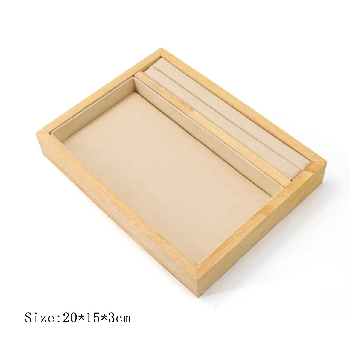 Solid Wood Microfiber Velvet Cloth Jewelry Tray Ring Necklace Storage Box Jewelry Counter Display Rack Mall Dressing Table