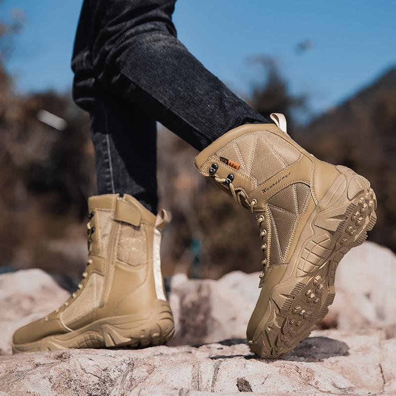 Fashion Summer Outdoor Hiking Climbing Shoes Wear-resistant Non-slip Boot Fashion Lace-up High Top Shoe Classic Men's Motorcycle Boots