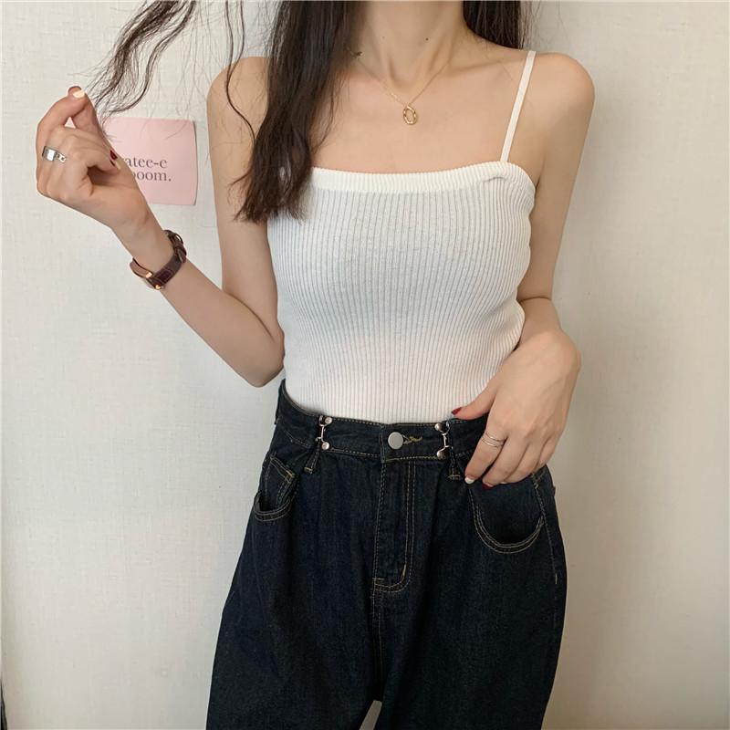 Summer New Women's Korean Version of All Matching Slim Sexy Spice Simple Knit Small Vest Bottom Halter Top
