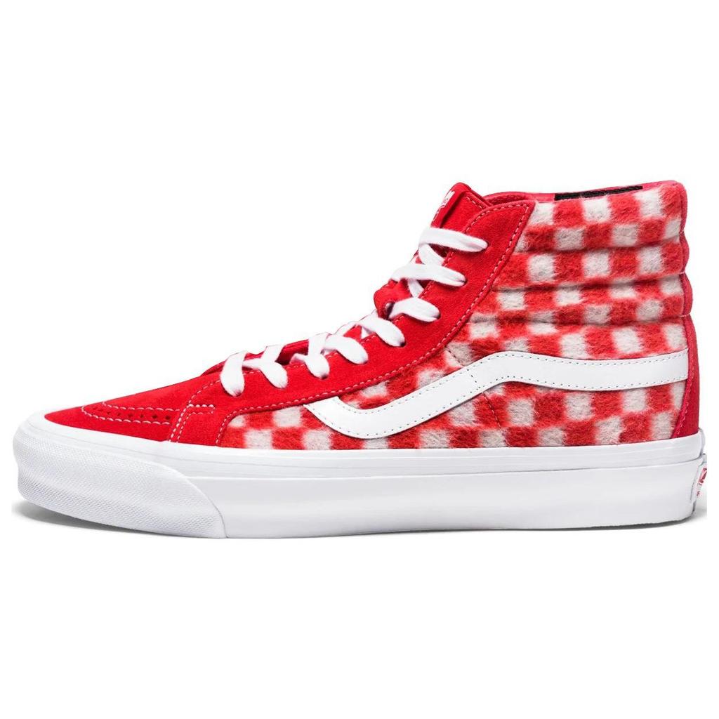Vans Concepts X  Sk8 Vault Og Lx Mohair High Top Skate Shoes Unisex Sneakers Red White Checkered VN0A4BVBY5