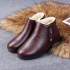 Women's Winter Soft Sole Cotton Boots for Middle-Aged and Elderly - Velvet-Lined, Flat Bottom, Leather Short Boots