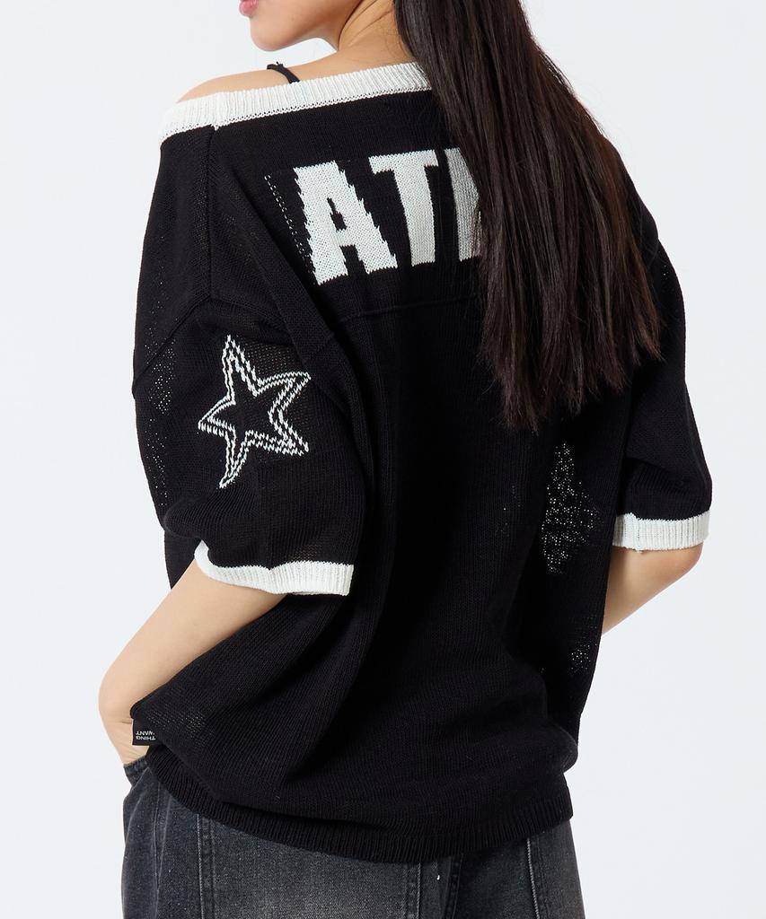 ANDTHEOTHER Oversized Round Neck Short Sleeve Knit Black