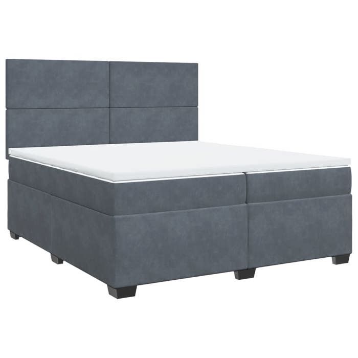 VidaXL Slatted Bed Base and Mattress Dark Grey 200x200cm Velvet, Bed, Platform Bed, Panel Bed, Furniture of 3293297