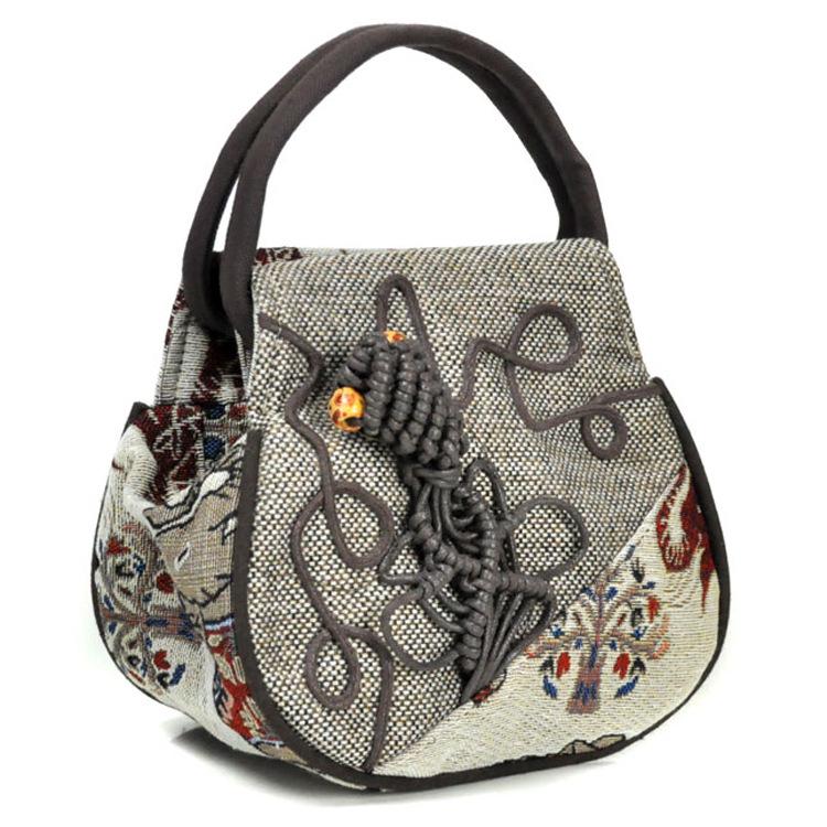 Women Linen Casual Handbag High Quality Travel Shoulder Bag Shopper Tote Purse Female Large Capacity National Design Bolso Mujer