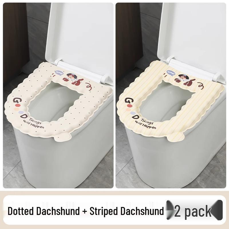 Waterproof EVA Washable Universal Toilet Seat Cover, All-Season Adhesive Thickened Pad.