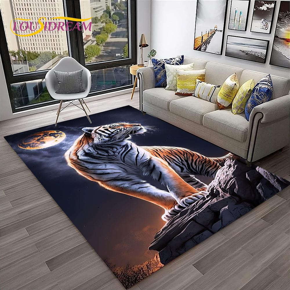 3D Cartoon Droom Tijger Dier Beest Tapijt Vloerkleed voor Huis Woonkamer Slaapkamer Bank Deurmat Decoratie, Kinder Vloerkleed Antislip Vloermat