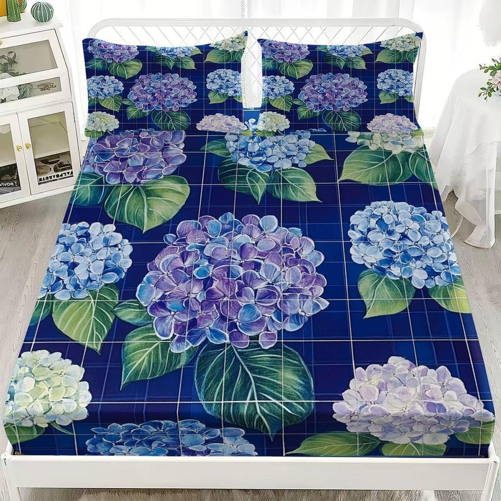 Plaid Style Fitted Sheet, Grid Pattern Bedding Set 2pcs, Checkerboard Bed Cover with 1 Pillowcase75*50 for Kids Boys Room Decor