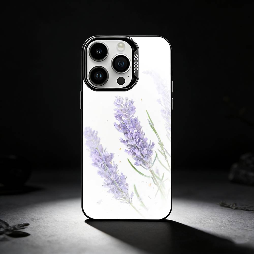 Lavender Purple Flowers Phone Case For iPhone 17,16,15,14,13,12,11 Plus,Pro Max,XS,Colored silver phone case iPhone15promax