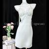New acetate silk suspender nightgown women's 1011 spring and summer sexy pajamas with chest pads hollow nightgown thin summer