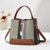 Pu Water Bucket Bag With Multilayer Weaving And Color Block Design For Daily Casual Use